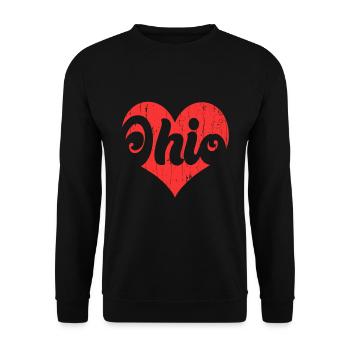 America Citizen US State Flag Heart Love Ohio - Unisex Sweatshirt - black - Front - Alina (178cm) & Michal (187cm)