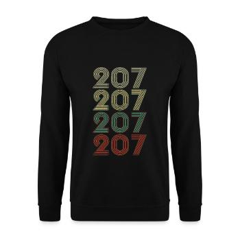 Retro America State Flag Area Code Maine - Unisex Pullover - Schwarz - Vorne - Alina (178cm) & Michal (187cm)