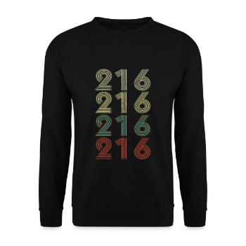 Retro America State Flag Area Code Ohio - Unisex Pullover - Schwarz - Vorne - Alina (178cm) & Michal (187cm)