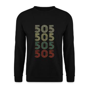 Retro America State Flag Area Code New Mexico - Unisex Pullover - Schwarz - Vorne - Alina (178cm) & Michal (187cm)