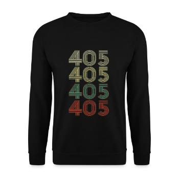 Retro America State Flag Area Code Oklahoma - Unisex Pullover - Schwarz - Vorne - Alina (178cm) & Michal (187cm)