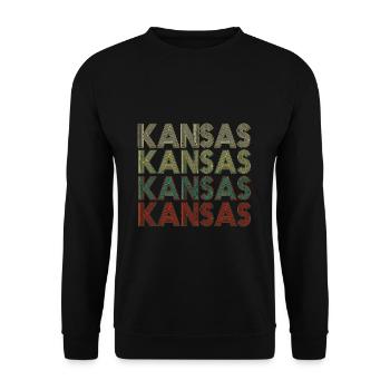 Retro America State Flag Vintage Kansass - Unisex Pullover - Schwarz - Vorne - Alina (178cm) & Michal (187cm)