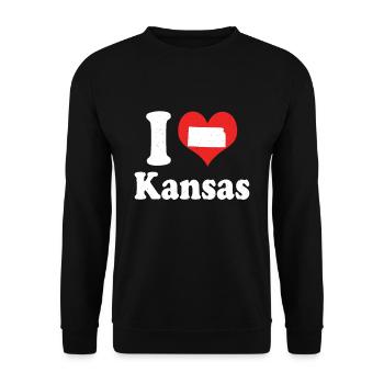 America Citizen US State Love I Heart Kansas - Unisex Sweatshirt - black - Front - Alina (178cm) & Michal (187cm)