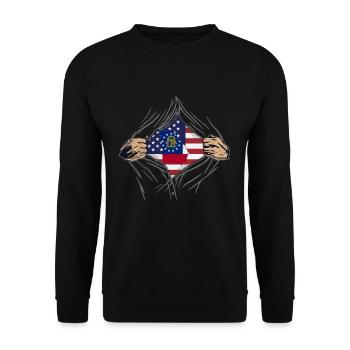 Rip Reveal America State Flag Georgia - Unisex Pullover - Schwarz - Vorne - Alina (178cm) & Michal (187cm)