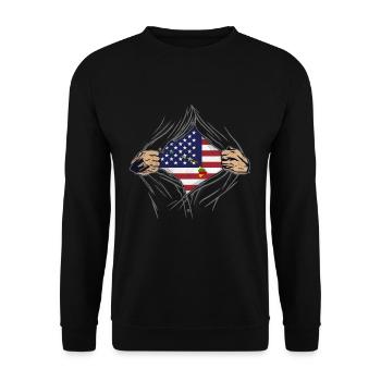 Rip Reveal America State Flag Hawaii - Unisex Sweatshirt - black - Front - Alina (178cm) & Michal (187cm)