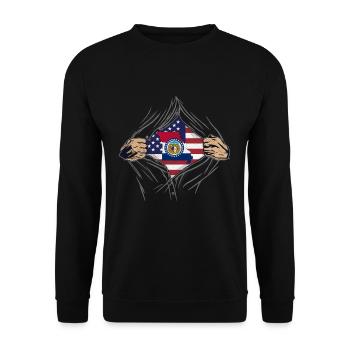 Rip Reveal America State Flag Missouri - Unisex Sweatshirt - black - Front - Alina (178cm) & Michal (187cm)