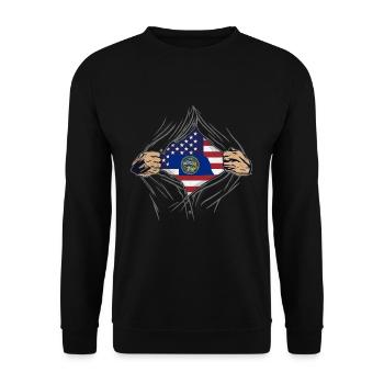 Rip Reveal America State Flag Nebraska - Unisex Sweatshirt - black - Front - Alina (178cm) & Michal (187cm)