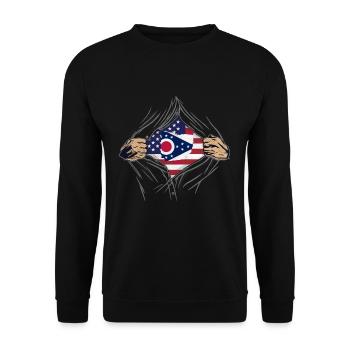 Rip Reveal America State Flag Ohio - Unisex Pullover - Schwarz - Vorne - Alina (178cm) & Michal (187cm)