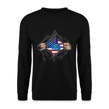 Rip Reveal America State Flag Oklahoma - Unisex Pullover - Schwarz - Vorne - Alina (178cm) & Michal (187cm)