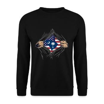 Rip Reveal America State Flag South Carolina - Unisex Pullover - Schwarz - Vorne - Alina (178cm) & Michal (187cm)