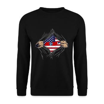 Rip Reveal America State Flag Tennessee - Unisex Pullover - Schwarz - Vorne - Alina (178cm) & Michal (187cm)