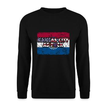 America US Flag State Flag Kansas - Unisex Pullover - Schwarz - Vorne - Alina (178cm) & Michal (187cm)