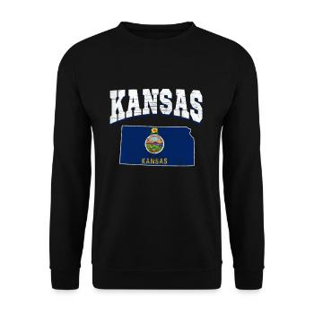US America State Flag Land Map Kansas - Unisex Pullover - Schwarz - Vorne - Alina (178cm) & Michal (187cm)