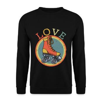 Retro Skating Board Skate Skater Skateboard - Unisex Pullover - Schwarz - Vorne - Alina (178cm) & Michal (187cm)