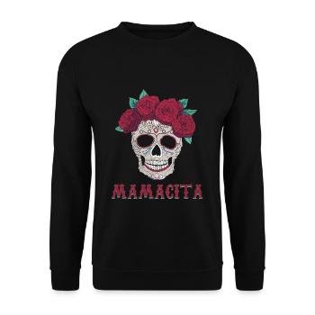 Mama Rose Sugar Skull Muertos Jour Mort Halloween - Sweat-shirt Unisexe - noir - Devant - Alina (178cm) & Michal (187cm)