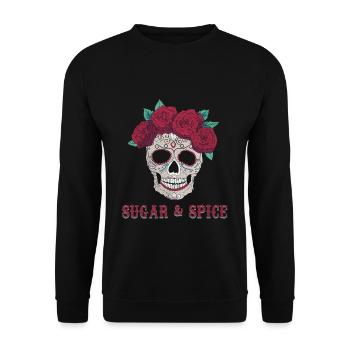 Sugar Rose Sugar Skull Muertos Jour Mort Halloween - Sweat-shirt Unisexe - noir - Devant - Alina (178cm) & Michal (187cm)