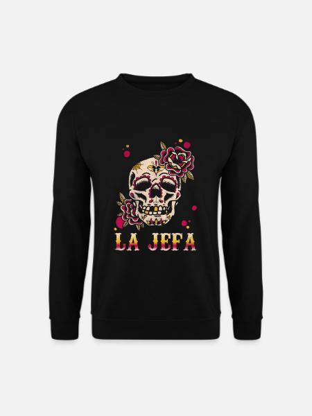 Jefa Floral Sugar Skull Muertos Day Dead Halloween - Unisex Pullover - Schwarz