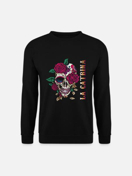 Catrina Creepy Sugar Skull Muertos Dead Halloween - Unisex Pullover - Schwarz