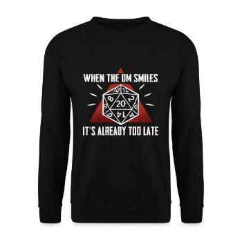 Critical Master Smile Dungeon Dice Rolling Dragon - Unisex Sweatshirt - black - Front - Alina (178cm) & Michal (187cm)