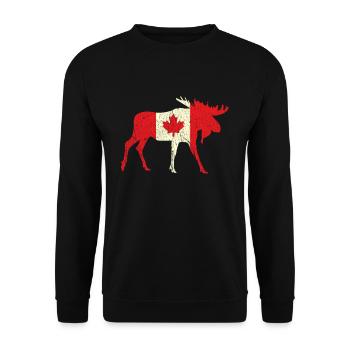 Elk Deer Canada Flag Proud Canadian Canada Day - Unisex Pullover - Schwarz - Vorne - Alina (178cm) & Michal (187cm)