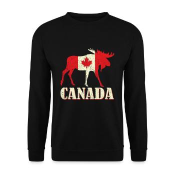 Deer Elk Canada Flag Proud Canadian Canada Day - Unisex Pullover - Schwarz - Vorne - Alina (178cm) & Michal (187cm)