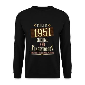 Built In The 1951 Original And Unrestored - Unisex Pullover - Schwarz - Vorne - Alina (178cm) & Michal (187cm)