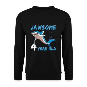 Birth Born Age 4 Years Old Jaw Awesome Shark - Unisex Pullover - Schwarz - Vorne - Alina (178cm) & Michal (187cm)