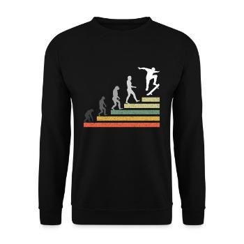 Retro Skating Board Skate Evolution Skateboard - Unisex Pullover - Schwarz - Vorne - Alina (178cm) & Michal (187cm)