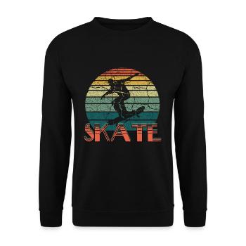 Retro Skate Skating Board Vintage Skateboard - Unisex Sweatshirt - black - Front - Alina (178cm) & Michal (187cm)