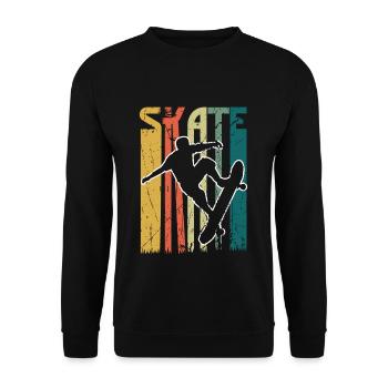 Vtintage Skate Skating Board Retro Skateboard - Unisex Sweatshirt - black - Front - Alina (178cm) & Michal (187cm)