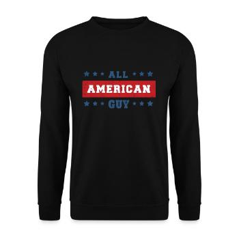 America American Guy USA Flag 4th Of July - Unisex Pullover - Schwarz - Vorne - Alina (178cm) & Michal (187cm)