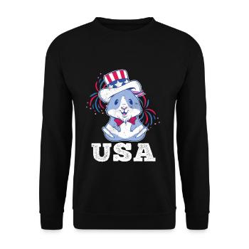 America American Pig Guinea USA 4th Of July - Unisex Pullover - Schwarz - Vorne - Alina (178cm) & Michal (187cm)