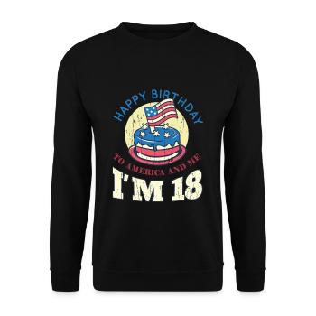 US America Flag Cake Naissance Age 18 USA 4 juillet - Sweat-shirt Unisexe - noir - Devant - Alina (178cm) & Michal (187cm)