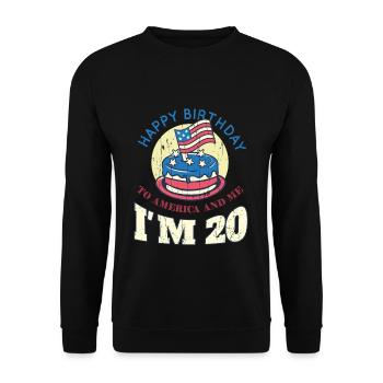 US America Flag Cake Birth Age 20 USA 4th Of July - Unisex Sweatshirt - black - Front - Alina (178cm) & Michal (187cm)