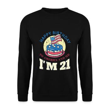 US America Flag Cake Naissance Age 21 USA 4th Of July - Sweat-shirt Unisexe - noir - Devant - Alina (178cm) & Michal (187cm)