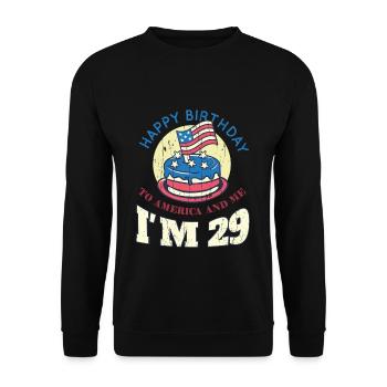 US America Flag Cake Naissance Age 29 USA 4 juillet - Sweat-shirt Unisexe - noir - Devant - Alina (178cm) & Michal (187cm)
