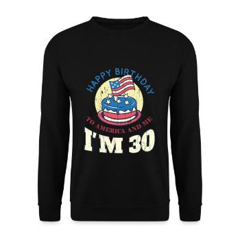 US America Flag Cake Naissance Age 30 USA 4 juillet - Sweat-shirt Unisexe - noir - Devant - Alina (178cm) & Michal (187cm)