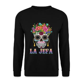Boss Halloween Muertos Jour De L’Os de Sucre Mort - Sweat-shirt Unisexe - noir - Devant - Alina (178cm) & Michal (187cm)