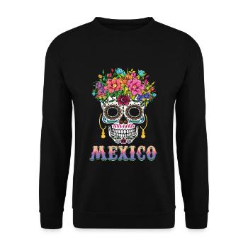 Mexico Halloween Muertos Day Of Dead Sugar Bone - Unisex Sweatshirt - black - Front - Alina (178cm) & Michal (187cm)