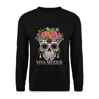 Halloween Viva Muertos Day Of Dead Sugar Bone - Unisex Sweatshirt - black - Front - Alina (178cm) & Michal (187cm)