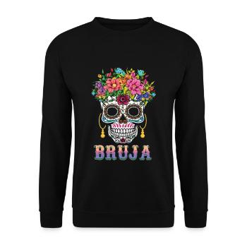 Witch Halloween Muertos Day Of Dead Sugar Bone - Unisex Sweatshirt - black - Front - Alina (178cm) & Michal (187cm)
