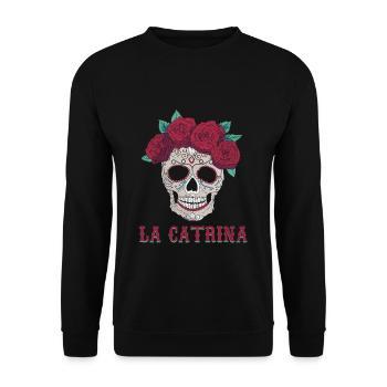 Rose Sugar Muertos Day Dead Halloween - Unisex Sweatshirt - black - Front - Alina (178cm) & Michal (187cm)