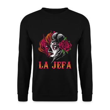 Jefa Halloween Rose Sugar Muertos Dead - Unisex Sweatshirt - black - Front - Alina (178cm) & Michal (187cm)