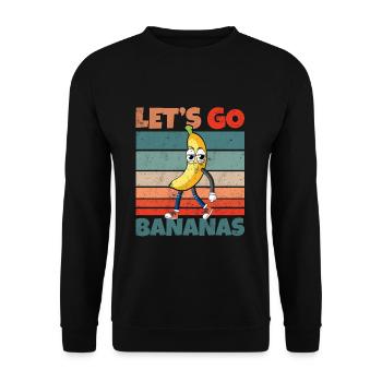 Retro Vintage Let's Bananas Funny Smirk Banana - Unisex Pullover - Schwarz - Vorne - Alina (178cm) & Michal (187cm)
