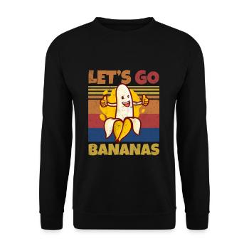 Retro Let's Bananas Funny Thumbs Banana - Unisex Pullover - Schwarz - Vorne - Alina (178cm) & Michal (187cm)