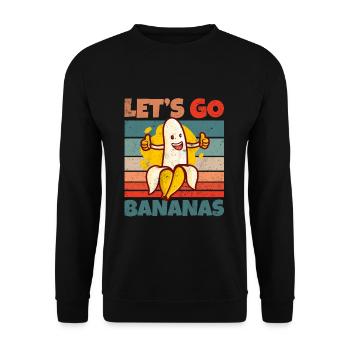 Retro Vintage Let's Bananas Funny Thumbs Banana - Unisex Pullover - Schwarz - Vorne - Alina (178cm) & Michal (187cm)