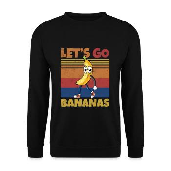 Retro Let's Bananas Funny Smirk Banana - Unisex Pullover - Schwarz - Vorne - Alina (178cm) & Michal (187cm)