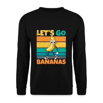 Vintage Let's Bananas Funny Smirk Banana - Unisex Pullover - Schwarz - Vorne - Alina (178cm) & Michal (187cm)