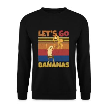 Retro Let's Bananas Funny Strip Banana - Unisex Pullover - Schwarz - Vorne - Alina (178cm) & Michal (187cm)