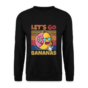 Retro Let's Bananas Funny Peace Banana - Unisex Pullover - Schwarz - Vorne - Alina (178cm) & Michal (187cm)